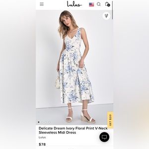 Lulus Delicate Dream Ivory Floral Print dress, size L